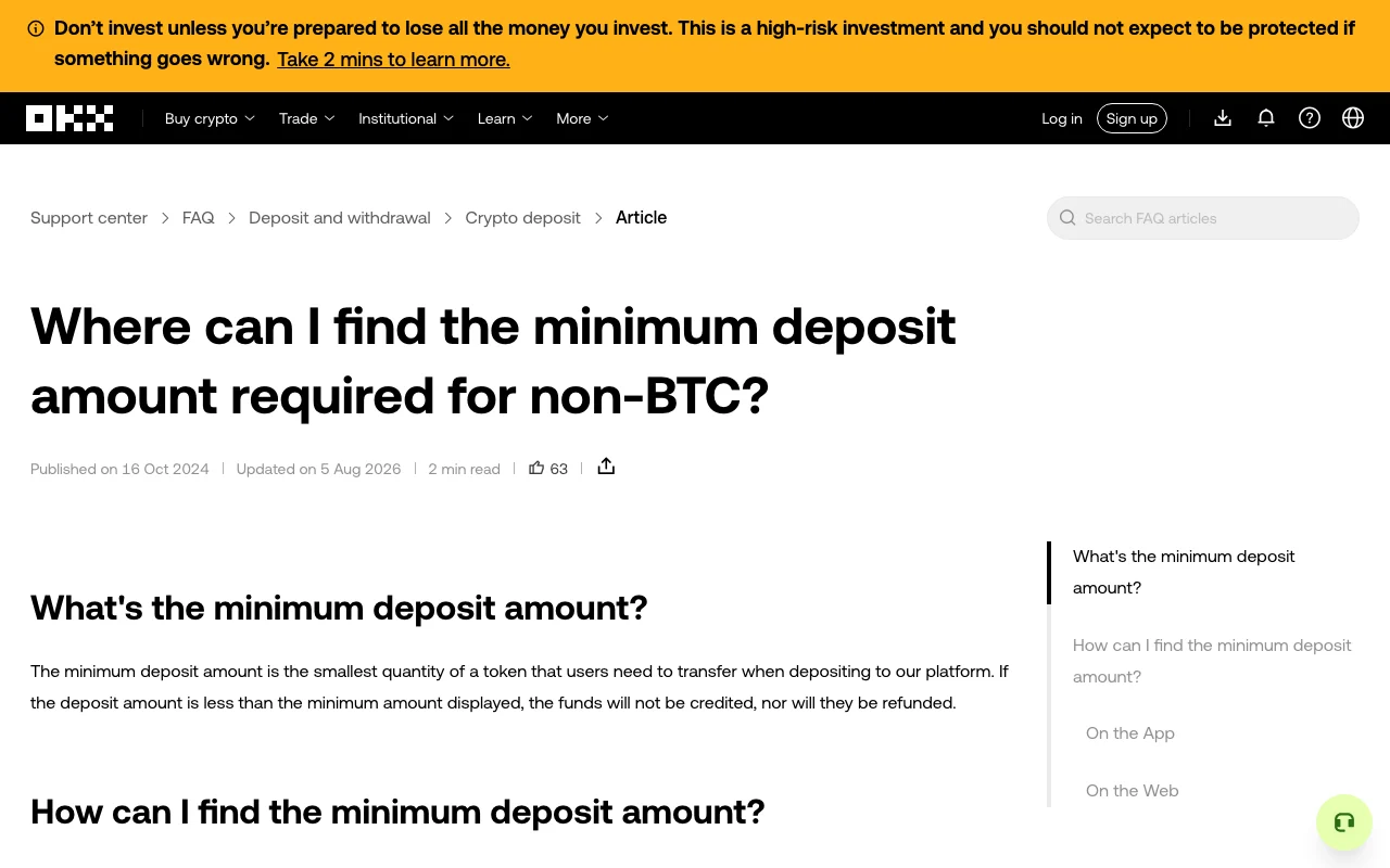 OKX Minimum Deposit: Check the Crypto Limit Before You Send